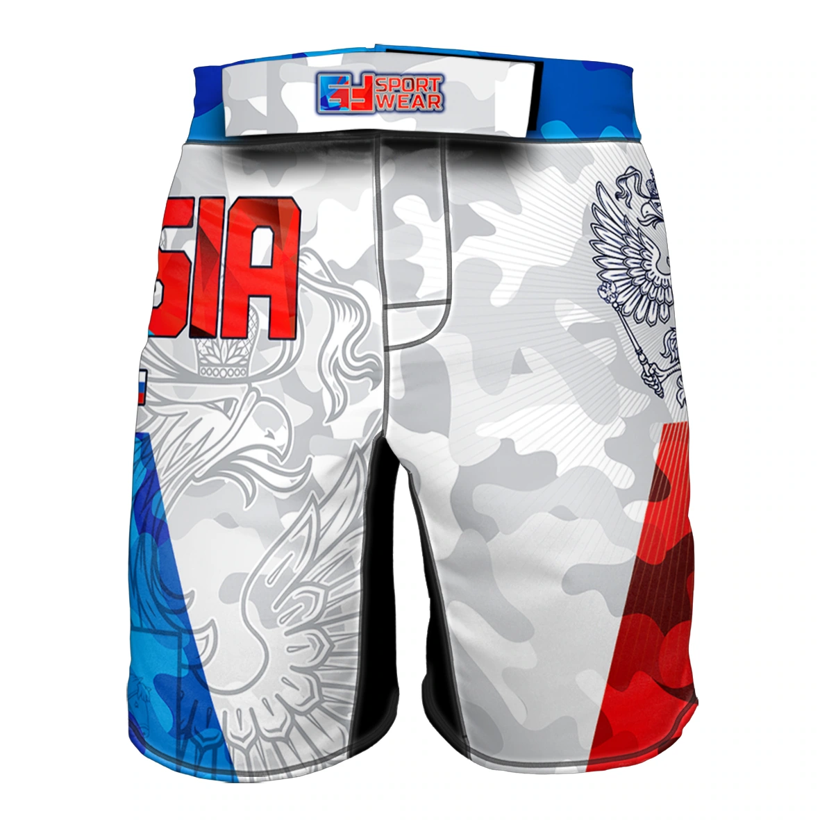 Шорты ММА мужские — Russia Патриот — макет дизайна · спереди